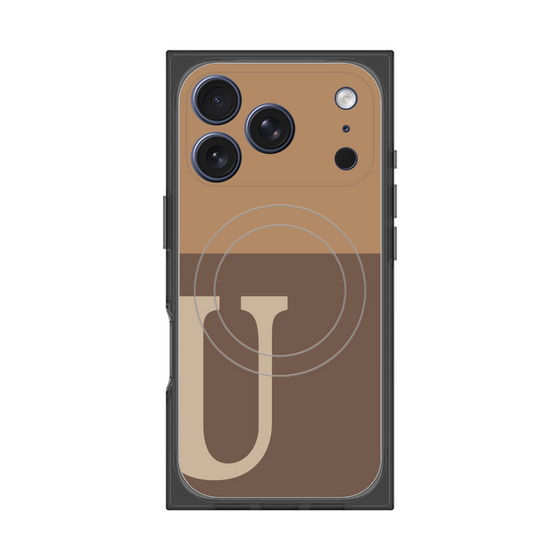 プレミアムスクエアケース with MagSafe［ オリジナル - initial two tone - U brown ］