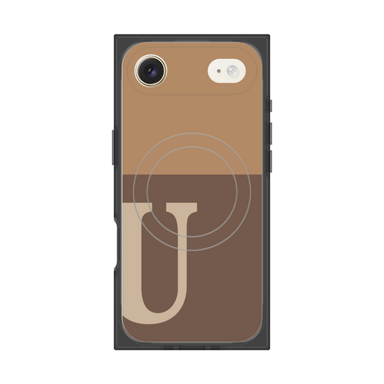 プレミアムスクエアケース with MagSafe［ オリジナル - initial two tone - U brown ］