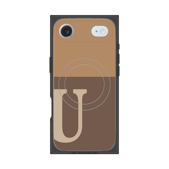 プレミアムスクエアケース with MagSafe［ オリジナル - initial two tone - U brown ］