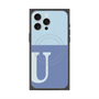 プレミアムスクエアケース with MagSafe［ オリジナル - initial two tone - U blue ］