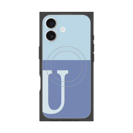 プレミアムスクエアケース with MagSafe［ オリジナル - initial two tone - U blue ］