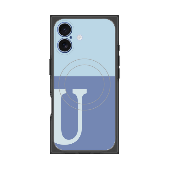 プレミアムスクエアケース with MagSafe［ オリジナル - initial two tone - U blue ］