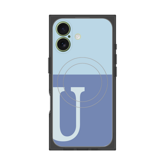 プレミアムスクエアケース with MagSafe［ オリジナル - initial two tone - U blue ］