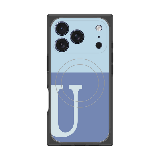 プレミアムスクエアケース with MagSafe［ オリジナル - initial two tone - U blue ］