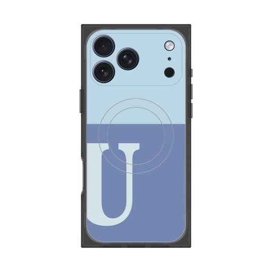 プレミアムスクエアケース with MagSafe［ オリジナル - initial two tone - U blue ］