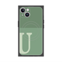 プレミアムスクエアケース with MagSafe［ オリジナル - initial two tone - U green ］