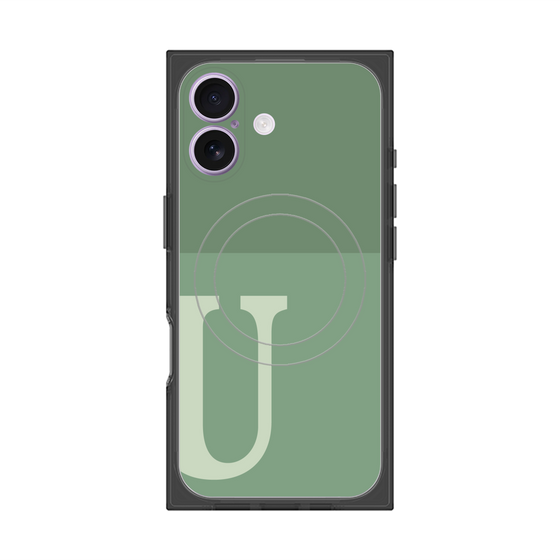 プレミアムスクエアケース with MagSafe［ オリジナル - initial two tone - U green ］