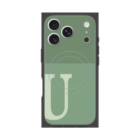 プレミアムスクエアケース with MagSafe［ オリジナル - initial two tone - U green ］