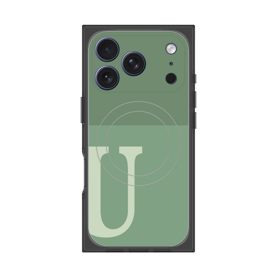 プレミアムスクエアケース with MagSafe［ オリジナル - initial two tone - U green ］