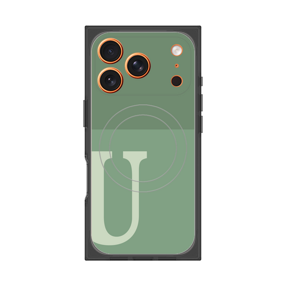 プレミアムスクエアケース with MagSafe［ オリジナル - initial two tone - U green ］