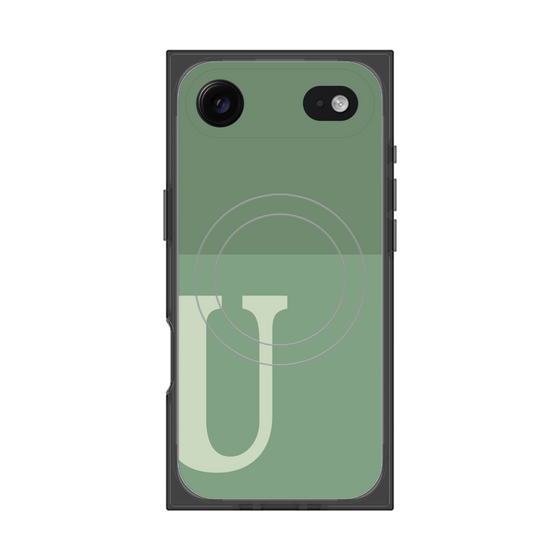 プレミアムスクエアケース with MagSafe［ オリジナル - initial two tone - U green ］