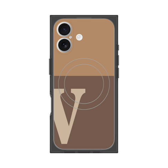 プレミアムスクエアケース with MagSafe［ オリジナル - initial two tone - V brown ］
