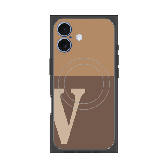 プレミアムスクエアケース with MagSafe［ オリジナル - initial two tone - V brown ］