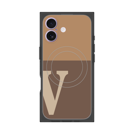 プレミアムスクエアケース with MagSafe［ オリジナル - initial two tone - V brown ］