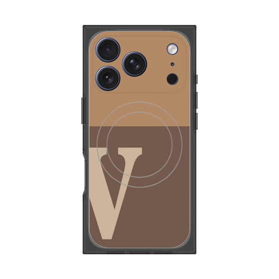プレミアムスクエアケース with MagSafe［ オリジナル - initial two tone - V brown ］
