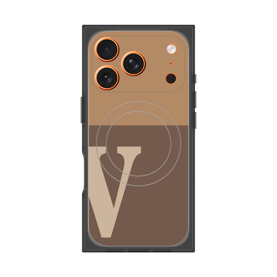 プレミアムスクエアケース with MagSafe［ オリジナル - initial two tone - V brown ］