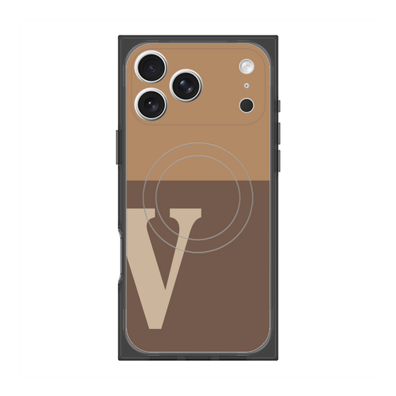 プレミアムスクエアケース with MagSafe［ オリジナル - initial two tone - V brown ］