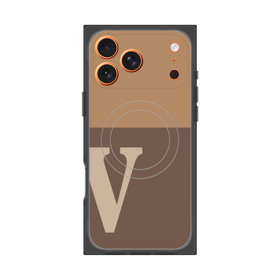 プレミアムスクエアケース with MagSafe［ オリジナル - initial two tone - V brown ］