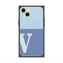 プレミアムスクエアケース with MagSafe［ オリジナル - initial two tone - V blue ］