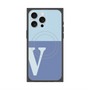 プレミアムスクエアケース with MagSafe［ オリジナル - initial two tone - V blue ］