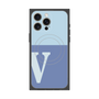 プレミアムスクエアケース with MagSafe［ オリジナル - initial two tone - V blue ］