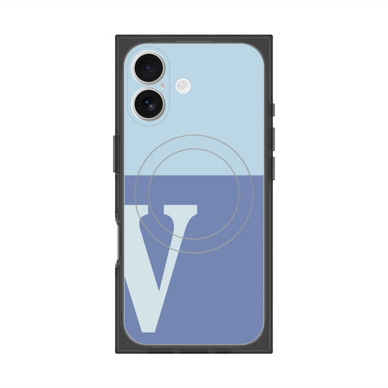 プレミアムスクエアケース with MagSafe［ オリジナル - initial two tone - V blue ］