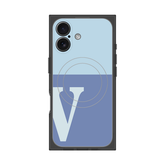 プレミアムスクエアケース with MagSafe［ オリジナル - initial two tone - V blue ］
