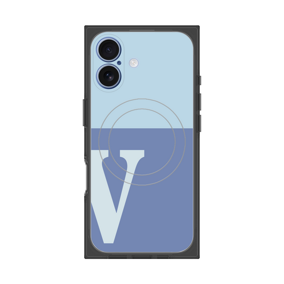 プレミアムスクエアケース with MagSafe［ オリジナル - initial two tone - V blue ］