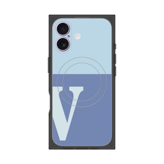 プレミアムスクエアケース with MagSafe［ オリジナル - initial two tone - V blue ］