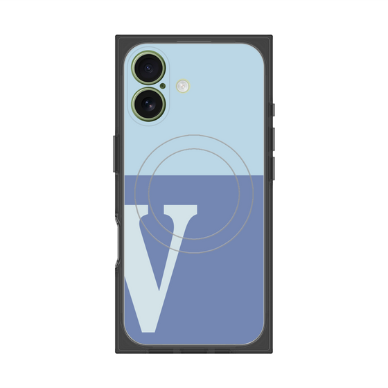 プレミアムスクエアケース with MagSafe［ オリジナル - initial two tone - V blue ］