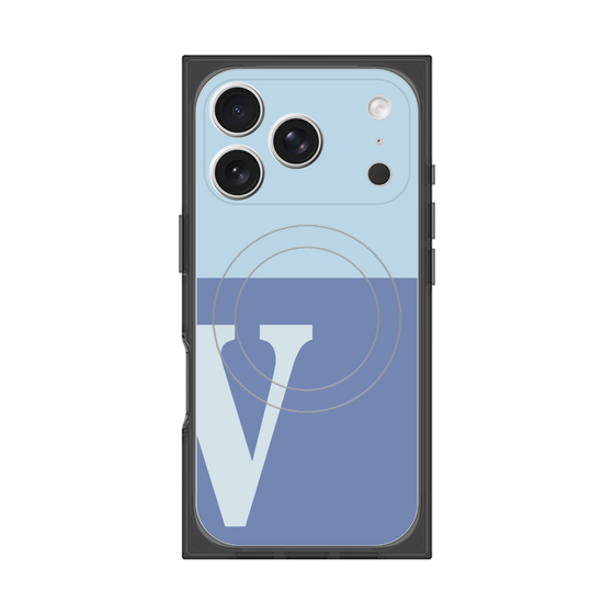 プレミアムスクエアケース with MagSafe［ オリジナル - initial two tone - V blue ］