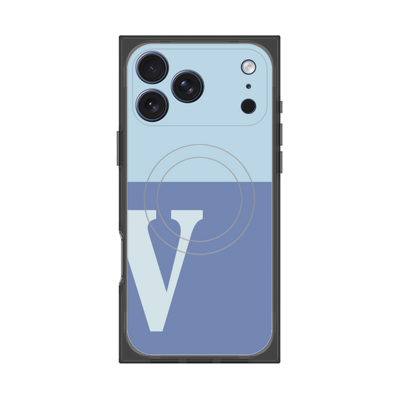 プレミアムスクエアケース with MagSafe［ オリジナル - initial two tone - V blue ］