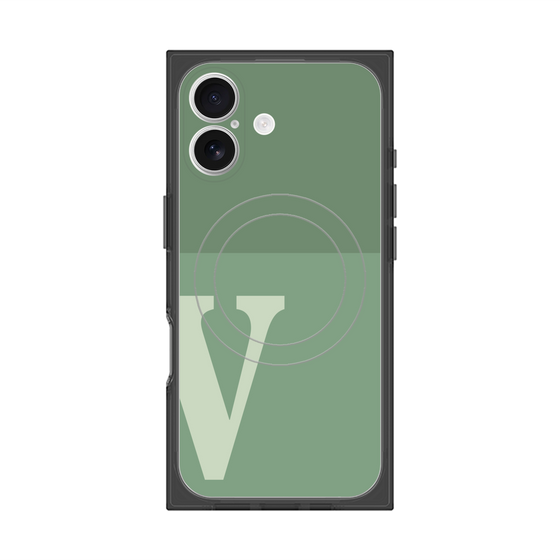 プレミアムスクエアケース with MagSafe［ オリジナル - initial two tone - V green ］