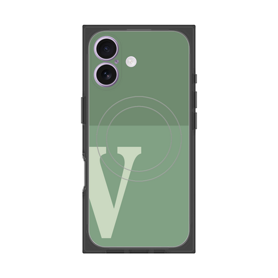 プレミアムスクエアケース with MagSafe［ オリジナル - initial two tone - V green ］