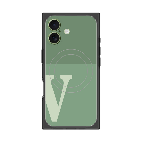 プレミアムスクエアケース with MagSafe［ オリジナル - initial two tone - V green ］