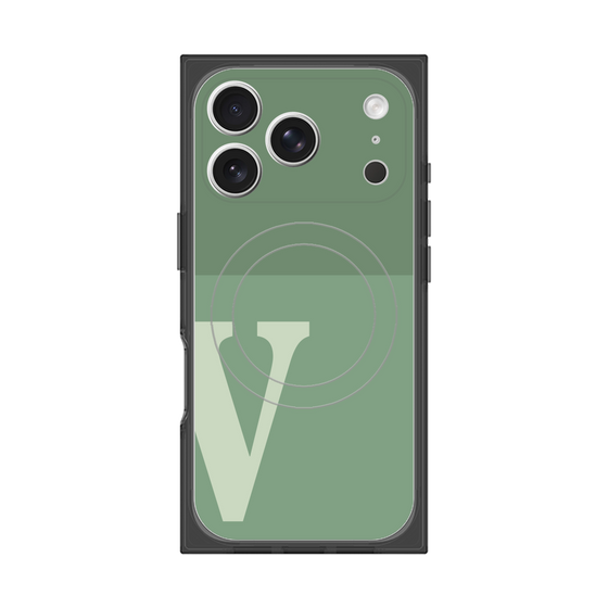 プレミアムスクエアケース with MagSafe［ オリジナル - initial two tone - V green ］