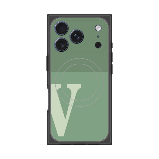 プレミアムスクエアケース with MagSafe［ オリジナル - initial two tone - V green ］