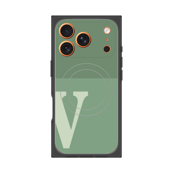 プレミアムスクエアケース with MagSafe［ オリジナル - initial two tone - V green ］
