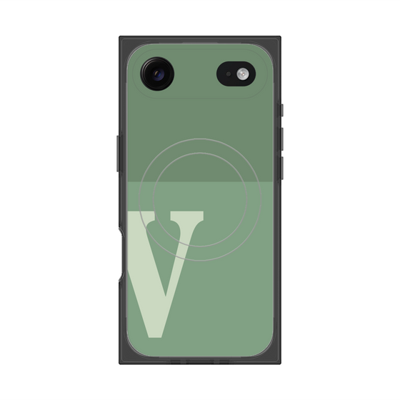 プレミアムスクエアケース with MagSafe［ オリジナル - initial two tone - V green ］