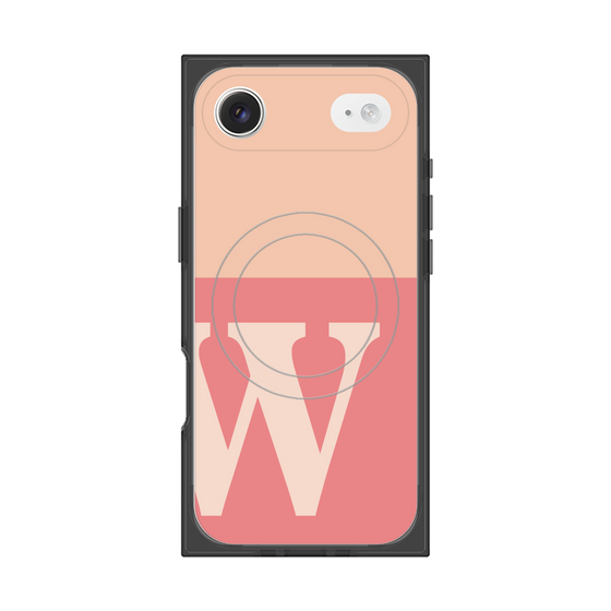 プレミアムスクエアケース with MagSafe［ オリジナル - initial two tone - W pink ］