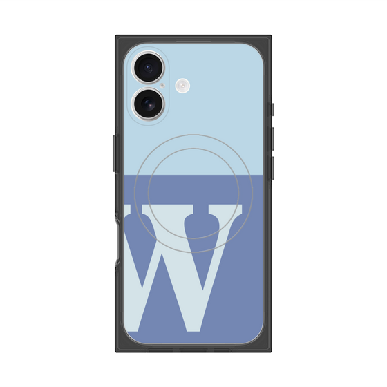プレミアムスクエアケース with MagSafe［ オリジナル - initial two tone - W blue ］