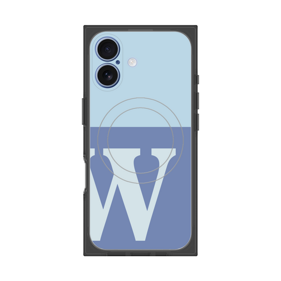プレミアムスクエアケース with MagSafe［ オリジナル - initial two tone - W blue ］
