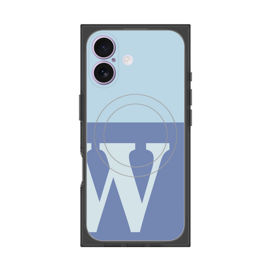 プレミアムスクエアケース with MagSafe［ オリジナル - initial two tone - W blue ］
