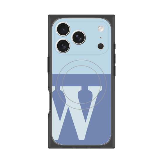 プレミアムスクエアケース with MagSafe［ オリジナル - initial two tone - W blue ］