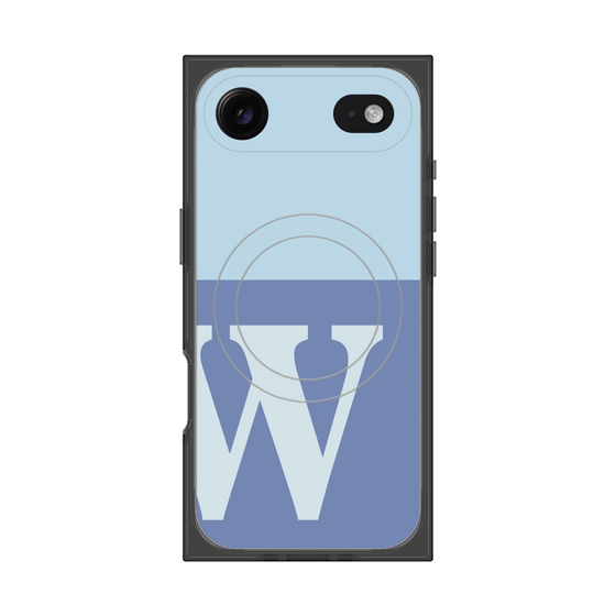 プレミアムスクエアケース with MagSafe［ オリジナル - initial two tone - W blue ］