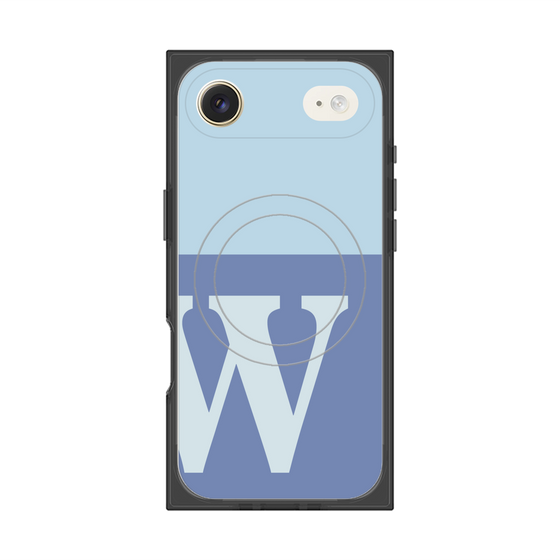 プレミアムスクエアケース with MagSafe［ オリジナル - initial two tone - W blue ］