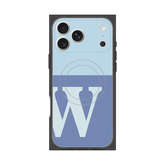 プレミアムスクエアケース with MagSafe［ オリジナル - initial two tone - W blue ］