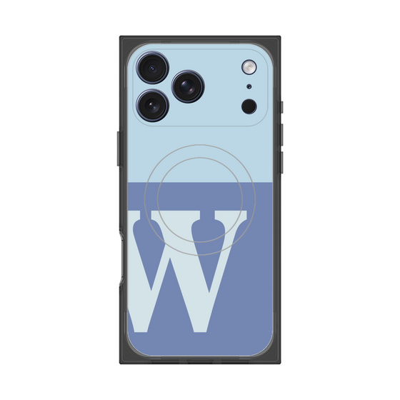 プレミアムスクエアケース with MagSafe［ オリジナル - initial two tone - W blue ］