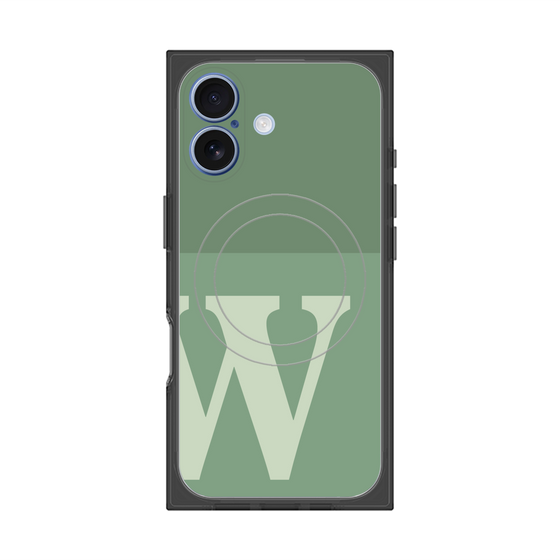プレミアムスクエアケース with MagSafe［ オリジナル - initial two tone - W green ］