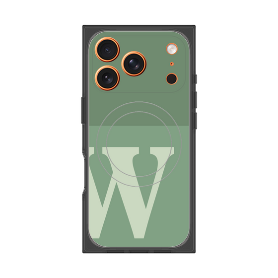 プレミアムスクエアケース with MagSafe［ オリジナル - initial two tone - W green ］
